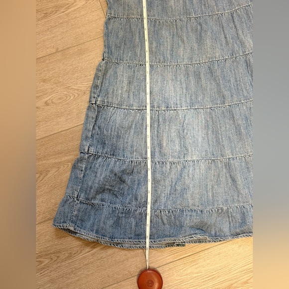 Live a Little Denim Boho Ruffle Maxi Skirt S.10 Y2K A line Western Cowgirl - Picture 9 of 9
